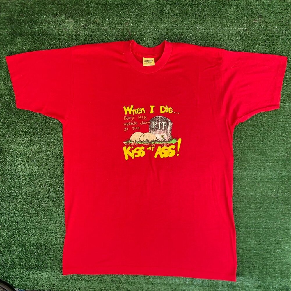 Vintage 80s Funny Quote Shirt Grave Humor Single Stitch Tee